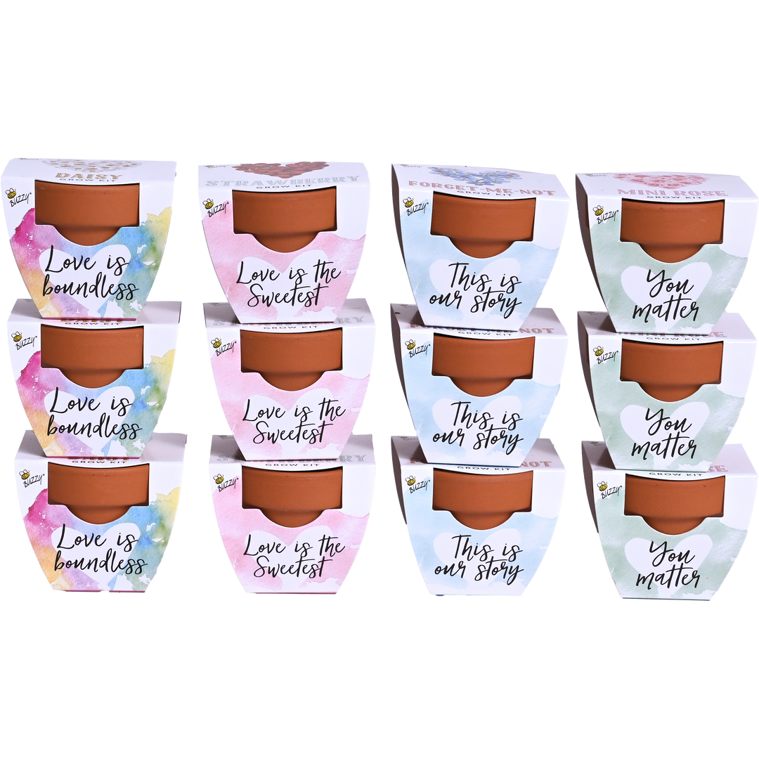 Love Mini Terracotta Grow Pots | Assorted 12-pack