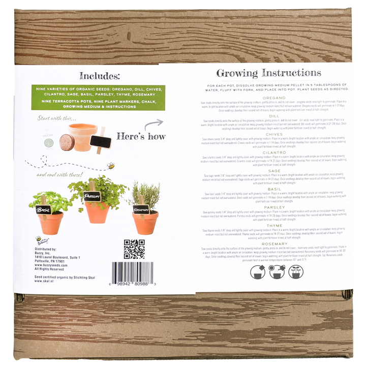 Organic Herb Starter | 9-Pot Terracotta Kit with Seeds & Markers – Indoor Gardening Gift for Home Cooks & Herb Lovers