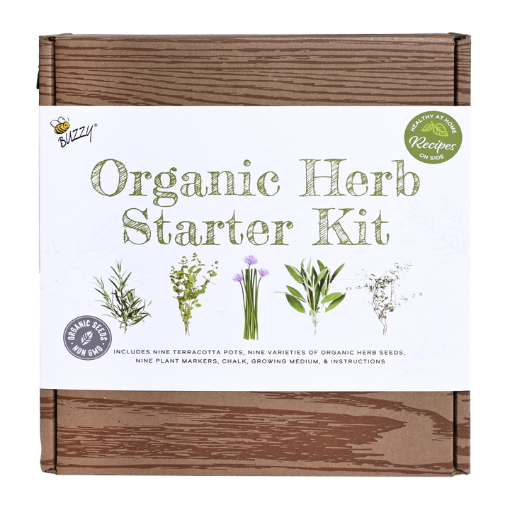 Organic Herb Starter | 9-Pot Terracotta Kit with Seeds & Markers – Indoor Gardening Gift for Home Cooks & Herb Lovers