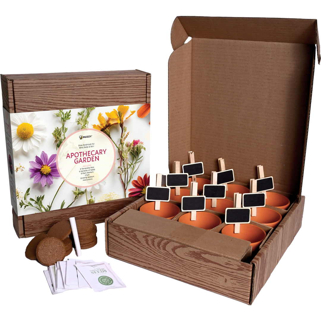 Apothecary Garden | Wellness Kit with 9 Herb & Flower Seeds, Pots & Markers