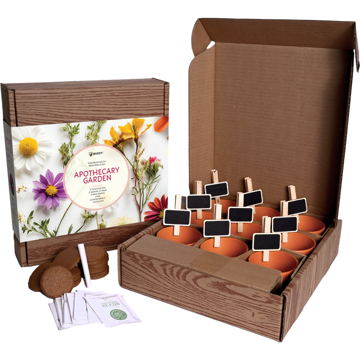 Apothecary Garden | Wellness Kit with 9 Herb & Flower Seeds, Pots & Markers
