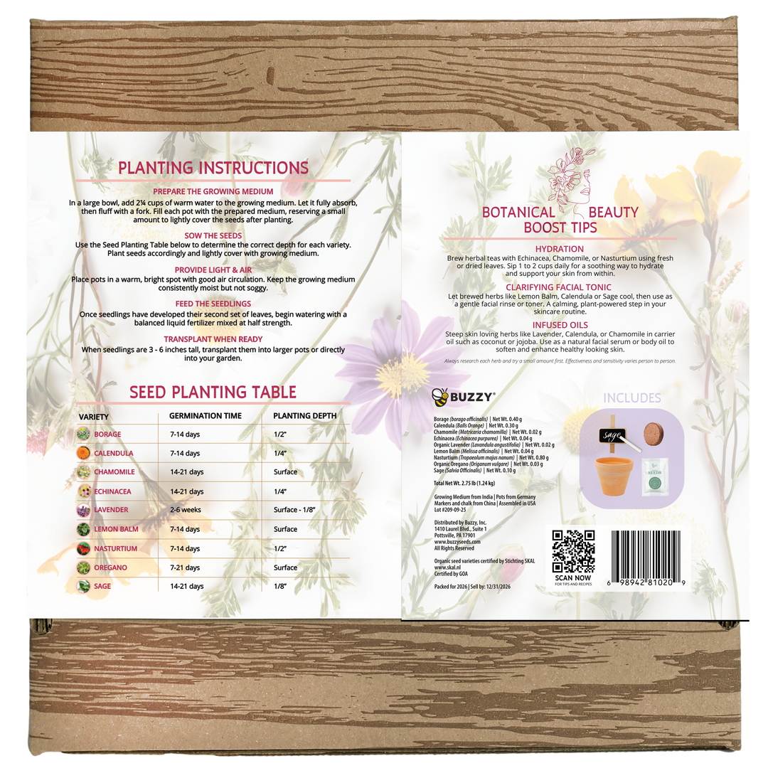 Apothecary Garden | Wellness Kit with 9 Herb & Flower Seeds, Pots & Markers