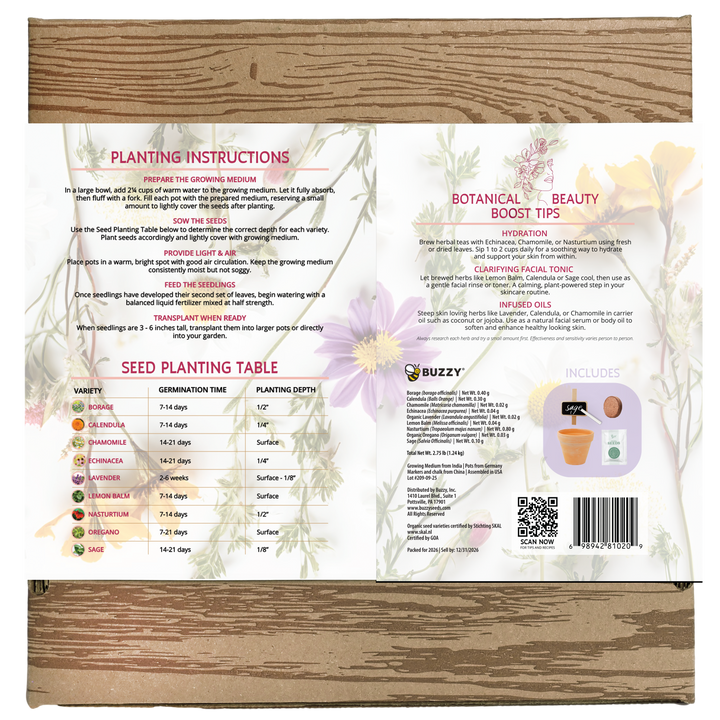 Apothecary Garden | Wellness Kit with 9 Herb & Flower Seeds, Pots & Markers