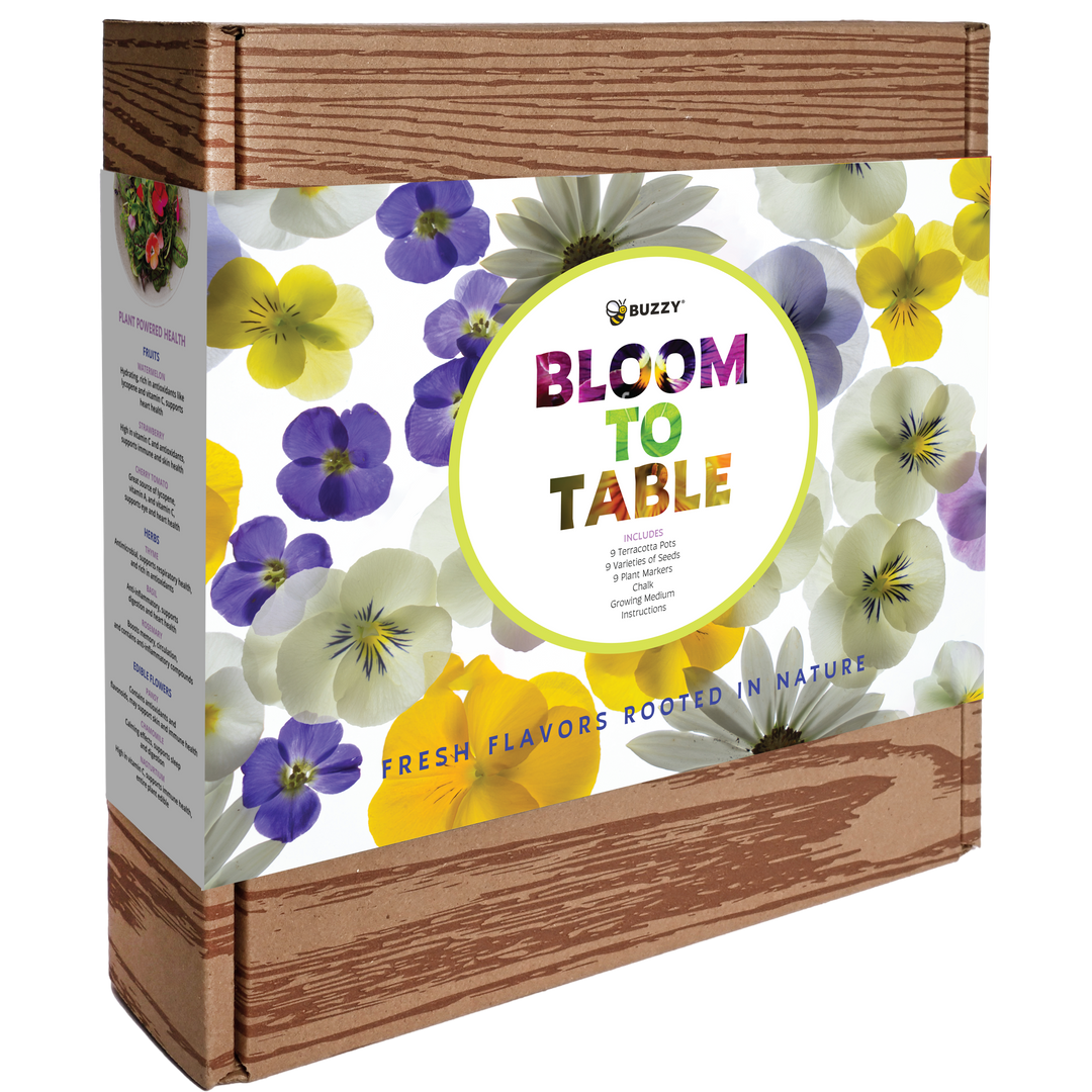 Edible Garden Grow Kit with 9 Non-GMO Fruit, Herb & Flower Seeds + Pots