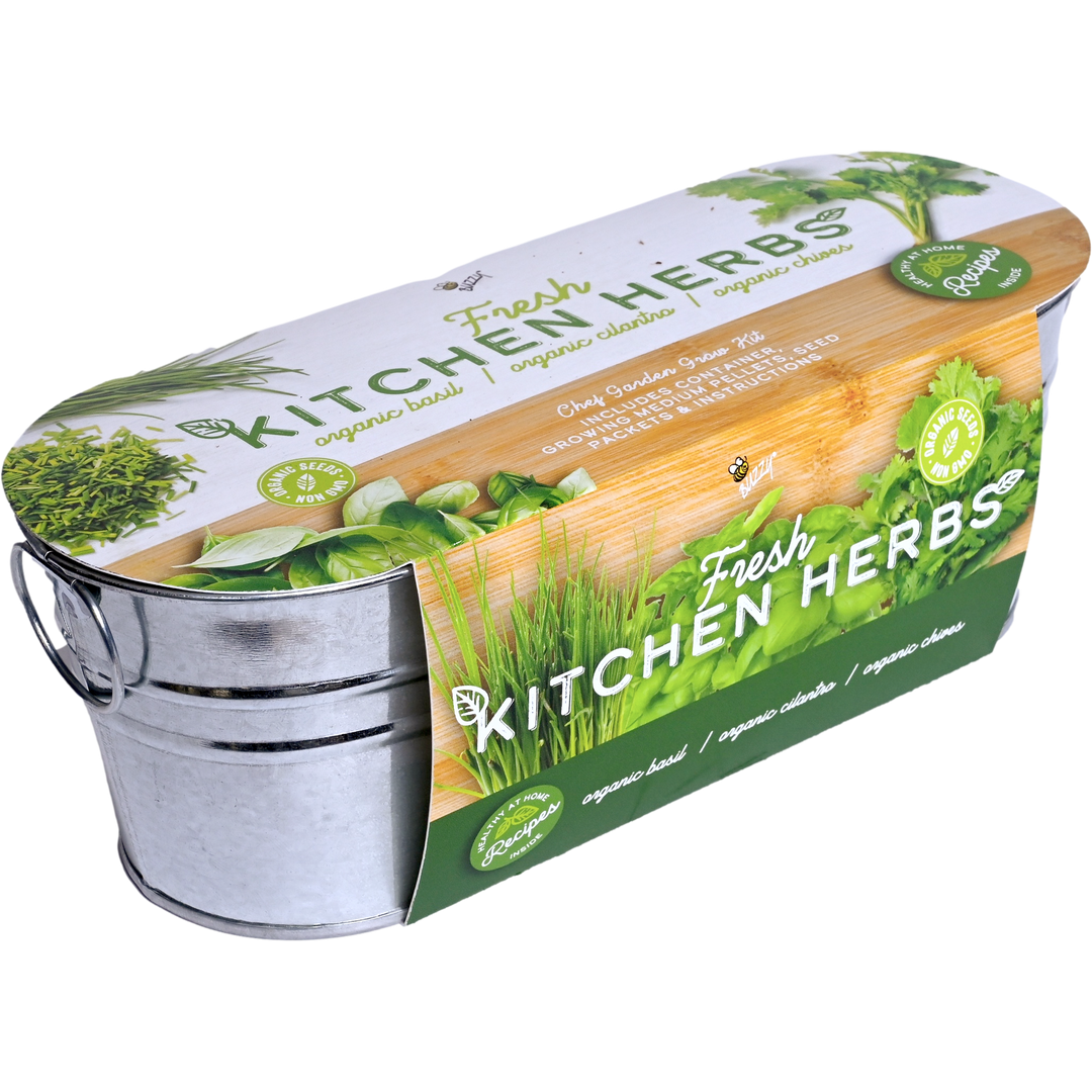Organic Kitchen Herbs Windowsill Grow Kit | Basil, Cilantro, & Chives