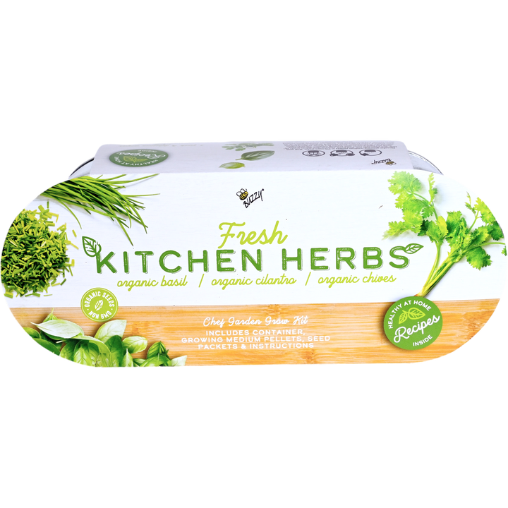 Organic Kitchen Herbs Windowsill Grow Kit | Basil, Cilantro, & Chives