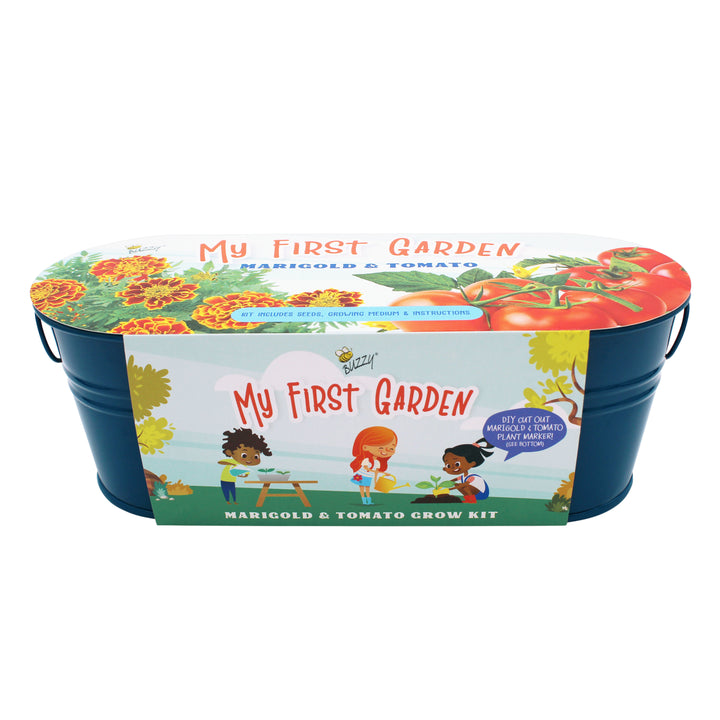 My First Garden Windowsill Grow Kit | Tomato & Marigold | Blue