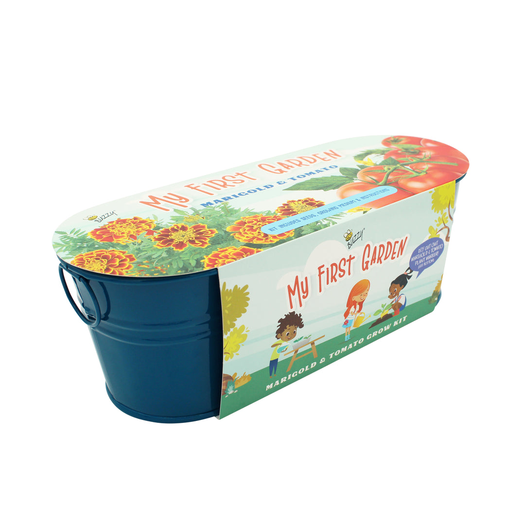My First Garden Windowsill Grow Kit | Tomato & Marigold | Blue