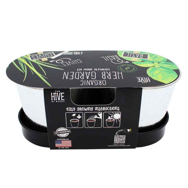 Organic Herb Garden Grow Kit | 2-Pot on Tray Organic Italian Basil & Organic Chives