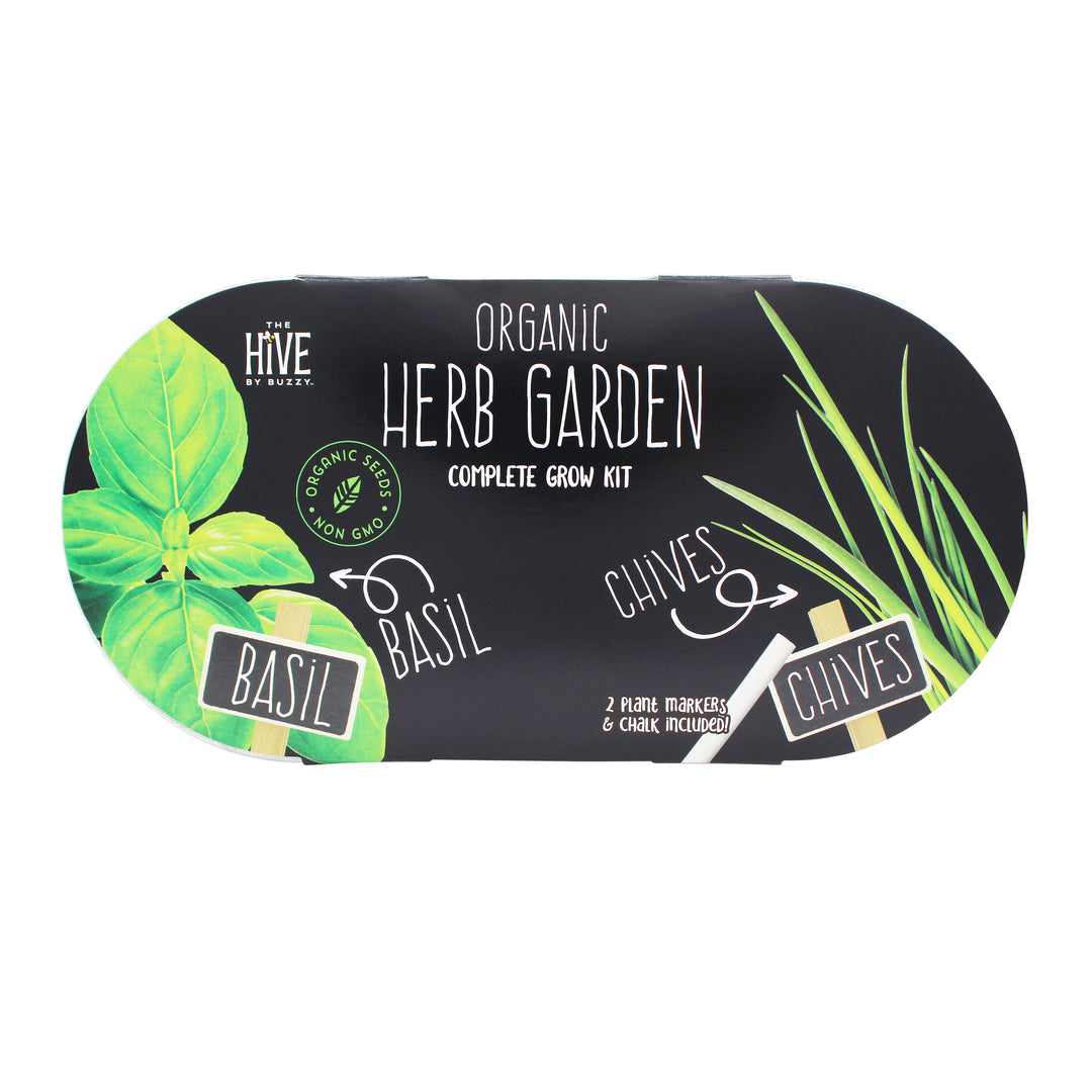 Organic Herb Garden Grow Kit | 2-Pot on Tray Organic Italian Basil & Organic Chives