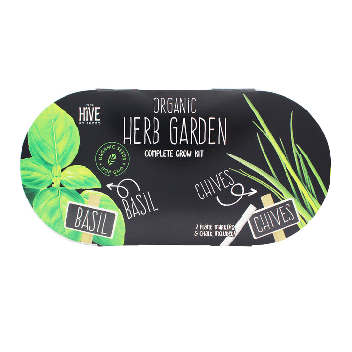 Organic Herb Garden Grow Kit | 2-Pot on Tray Organic Italian Basil & Organic Chives