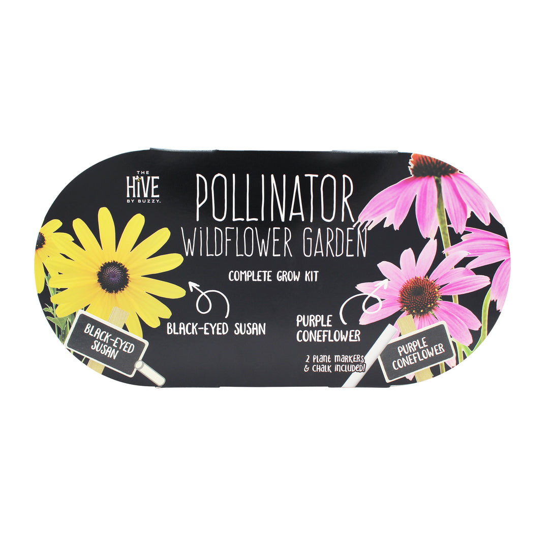 Pollinator Mini Garden Grow Kit | 2-Pot with Plant Markers Black Eyed Susan & Purple Coneflower