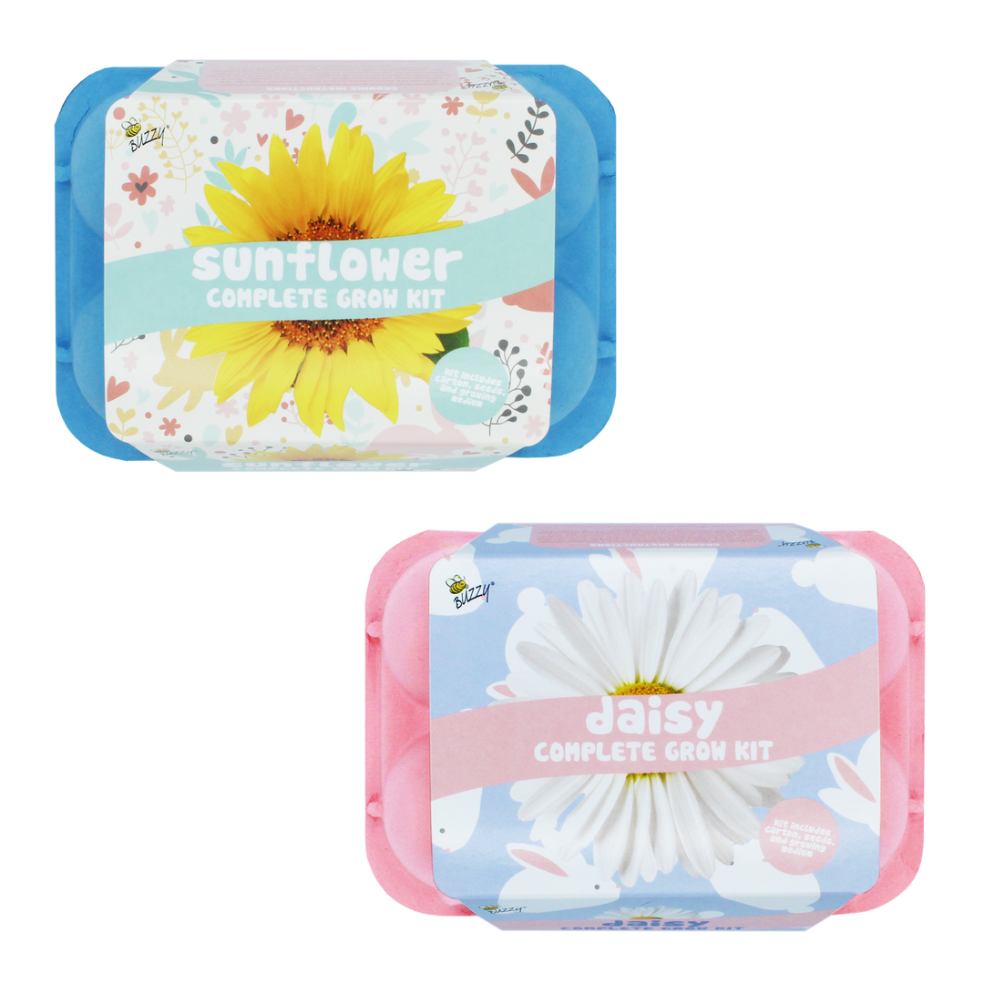 Grow Kit with Sunflower Seeds & Daisy Seeds in Colorful Eco-friendly Egg Cartons | 2 Pack