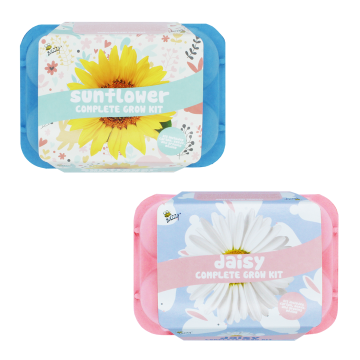 Grow Kit with Sunflower Seeds & Daisy Seeds in Colorful Eco-friendly Egg Cartons | 2 Pack