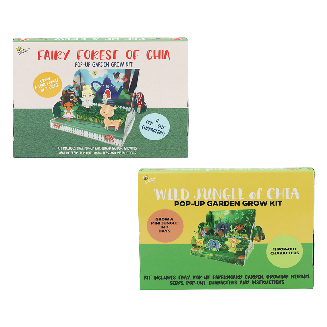 Fairy Forest & Wild Jungle of Chia Pop-Up Garden Grow Kits | 2-pack