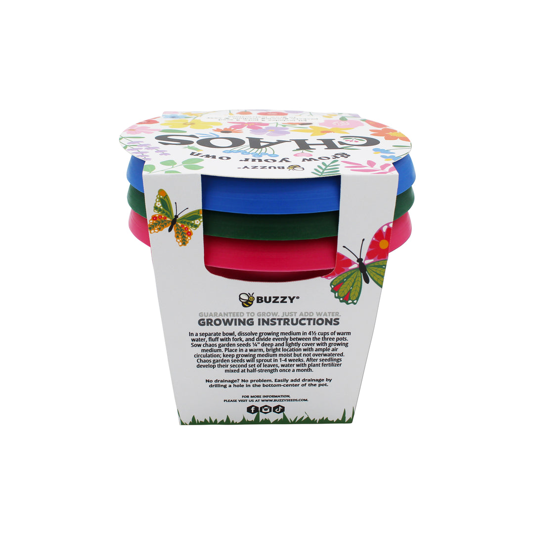 Chaos Garden Flower Grow Kit | 3-Pack – Butterfly, Bee & Wildflower Seeds