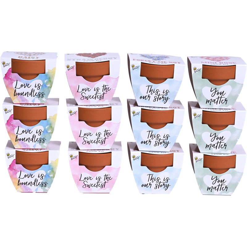Love Mini Terracotta Grow Pots | Assorted 12-pack