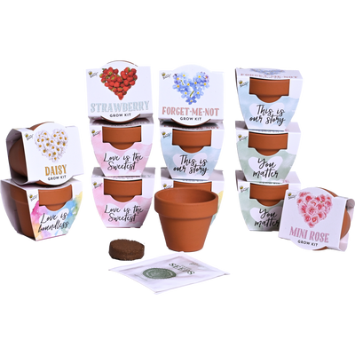 Love Mini Terracotta Grow Pots | Assorted 12-pack