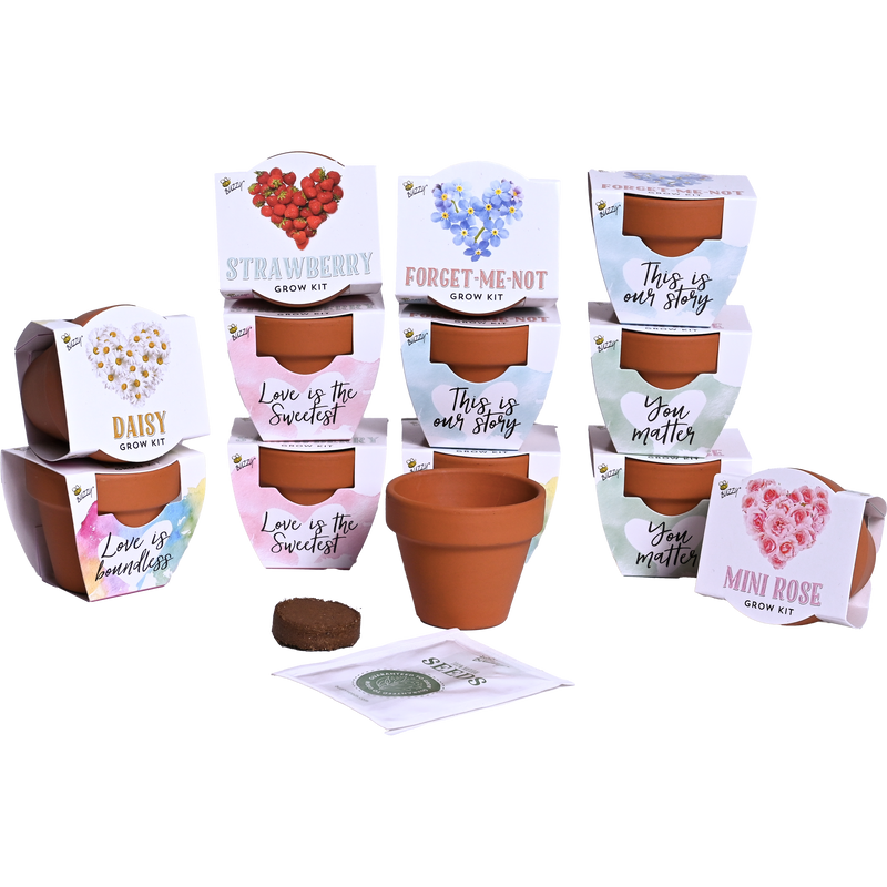 Love Mini Terracotta Grow Pots | Assorted 12-pack