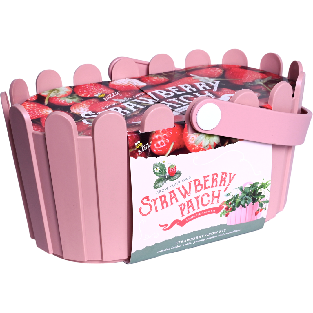 strawberry seeder Strawberry Grow Kit in Pink Basket Planter – Buzzy Seeds