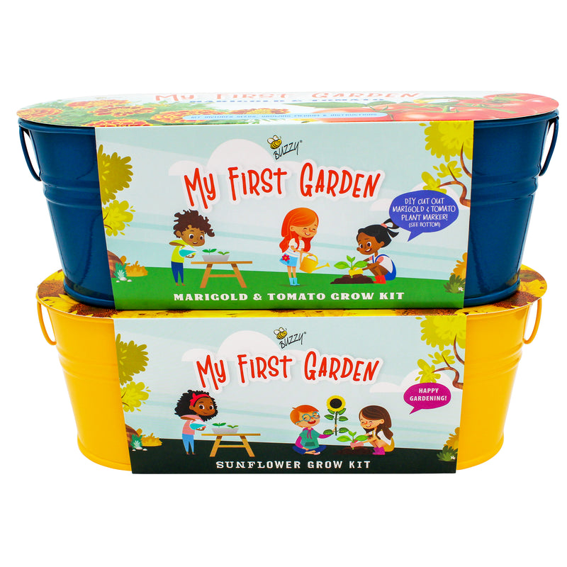 My First Garden Windowsill Grow Kit | Tomato & Marigold, Sunflower | 2-pack