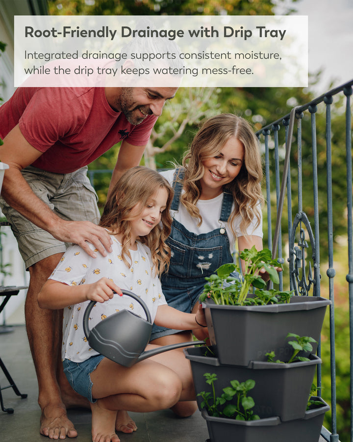 Modular Raised Garden Tower | 4-Level Vertical Planter for Potatoes, Strawberries, Vegetables & Flowers (Anthracite/Gray)