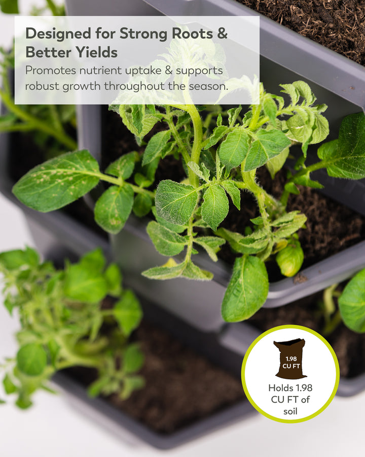 Modular Raised Garden Tower | 4-Level Vertical Planter for Potatoes, Strawberries, Vegetables & Flowers (Anthracite/Gray)