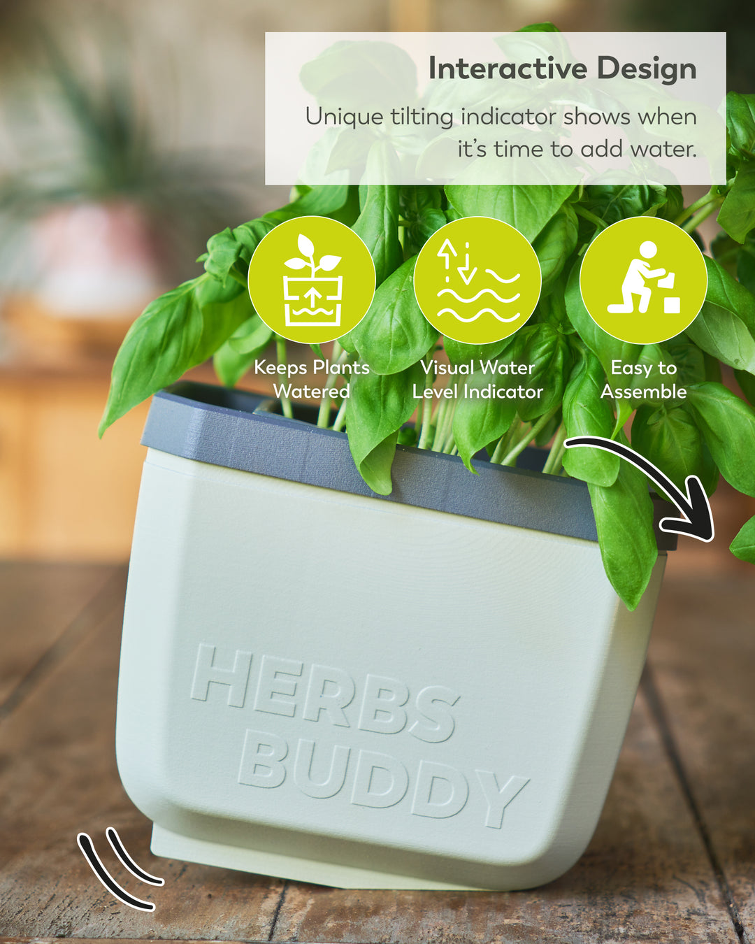 Self-Watering Herb Planter with Tilt Water Indicator for Indoor Growing | 3-Pack