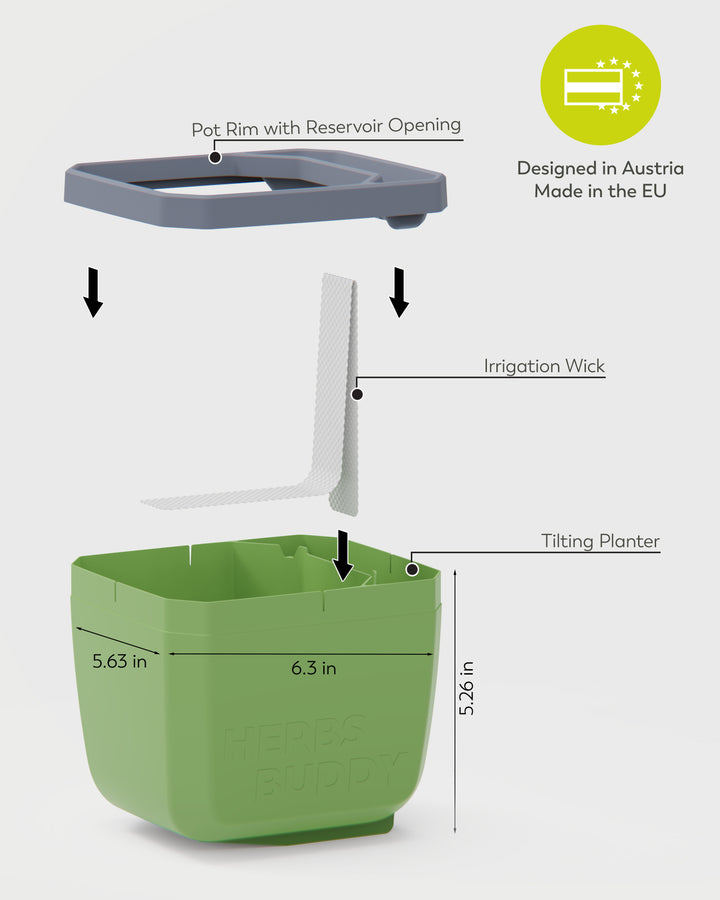 Self-Watering Herb Planter with Tilt Water Indicator for Indoor Growing | 3-Pack