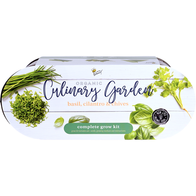 Organic Culinary Garden Windowsill Grow Kit | Basil, Cilantro, & Chives