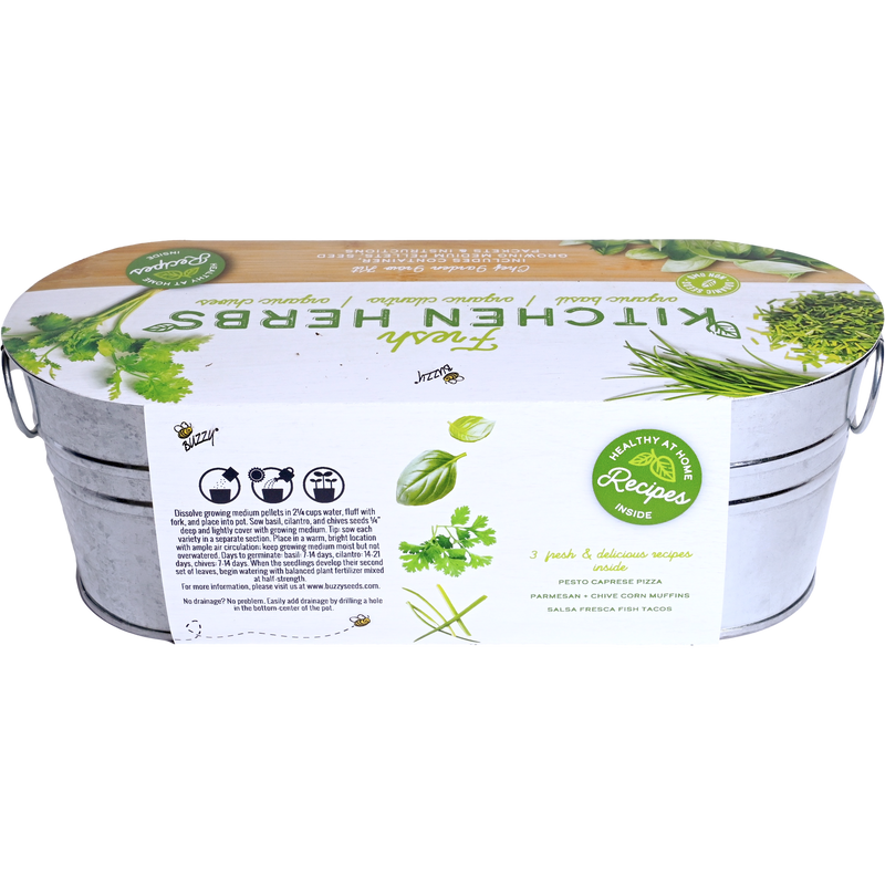 Organic Kitchen Herbs Windowsill Grow Kit | Basil, Cilantro, & Chives