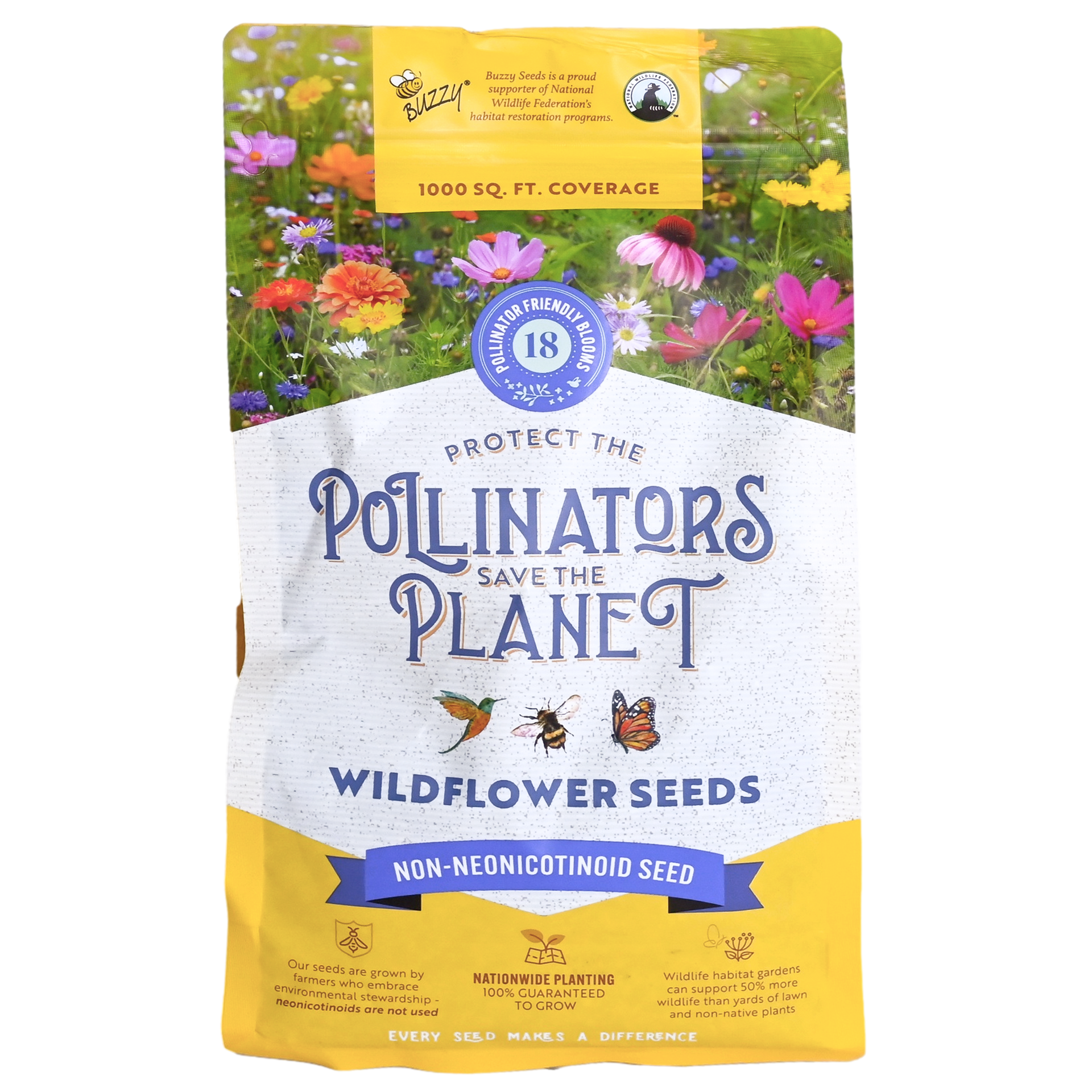 pollinator garden seeds Buzzy Seeds Wildflower Mix Pollinator Bag Flower Kit