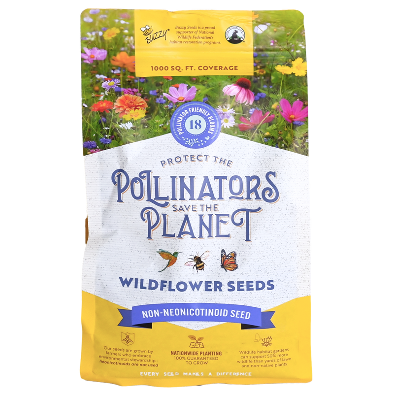 Pollinator-Friendly Wildflower Seed Mix | 1000 Sq. Feet | Buzzy Seeds