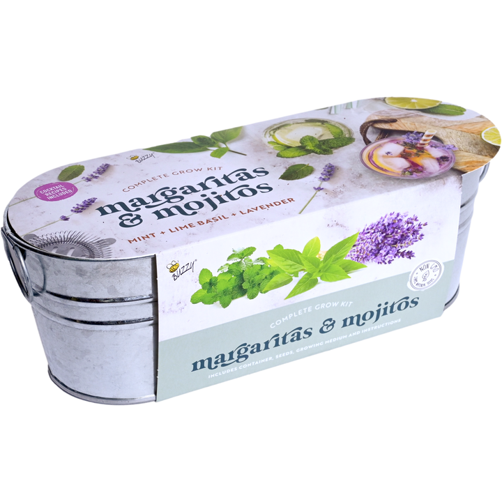 Margarita & Mojito Cocktail Windowsill Grow Kit | Mint, Lime Basil, and Lavender