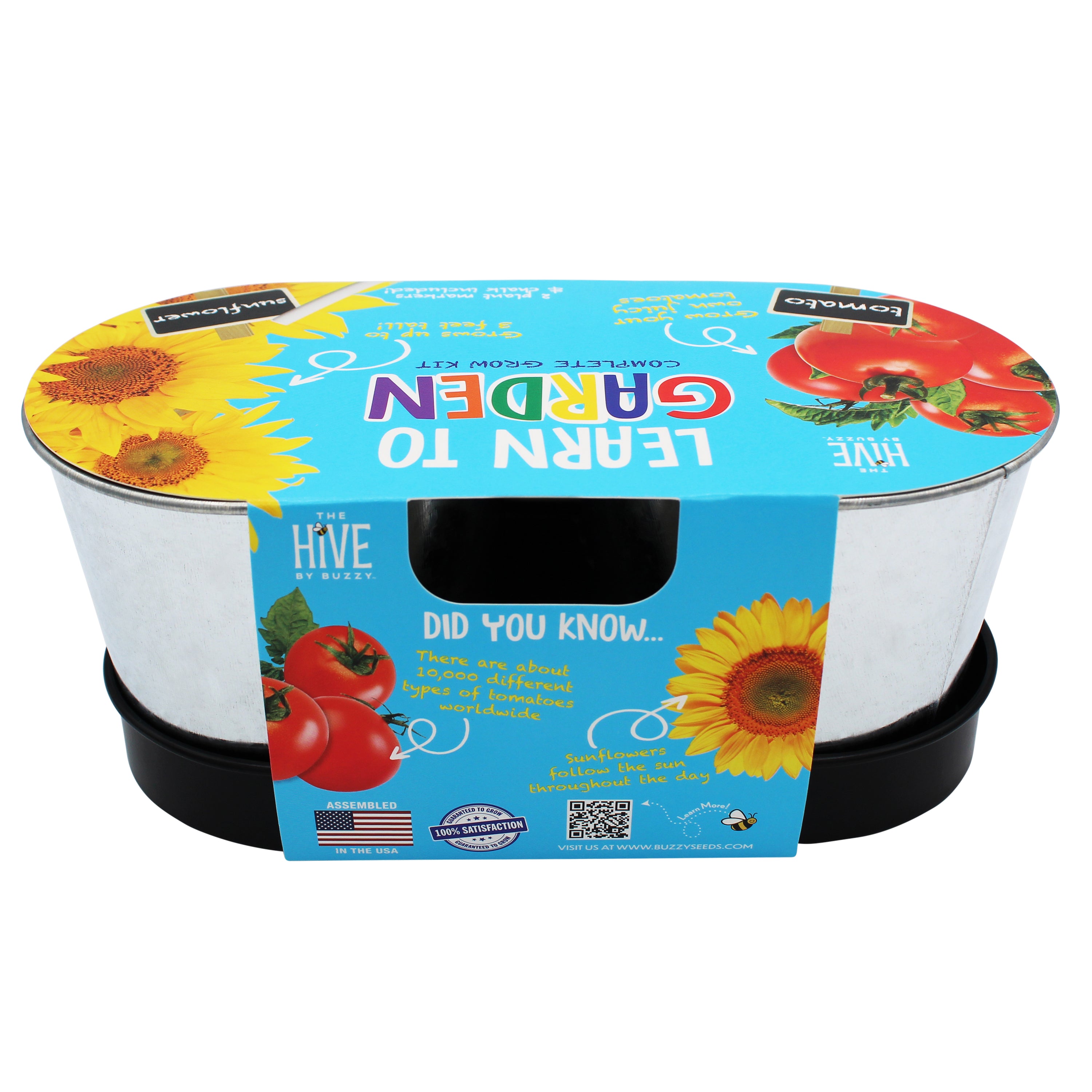 Kids Garden Grow Kit with Tomato and Sunflower (2 Pots with Tray