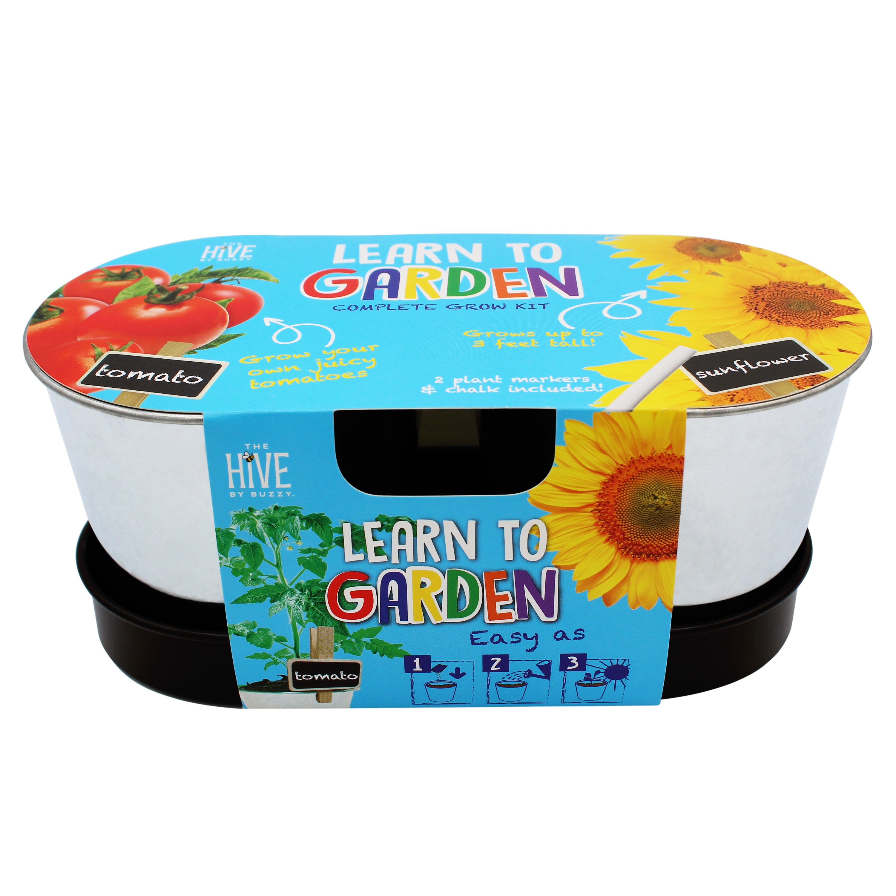 Kids Garden Grow Kit with Tomato and Sunflower (2 Pots with Tray