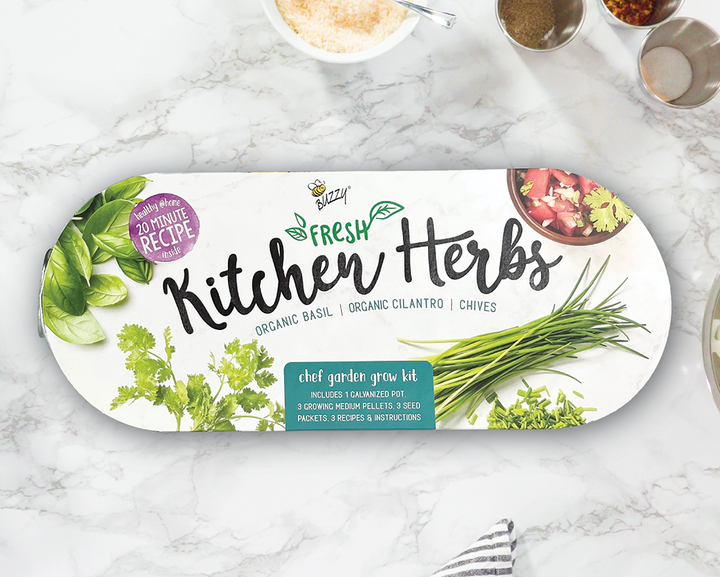 Organic Kitchen Herbs Windowsill Grow Kit | Basil, Cilantro, & Chives