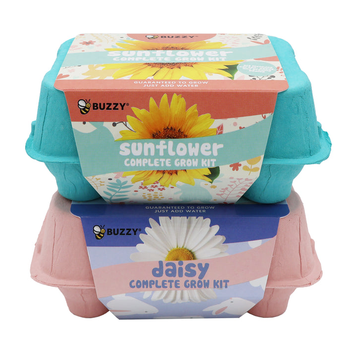 Grow Kit with Sunflower Seeds & Daisy Seeds in Colorful Eco-friendly Egg Cartons | 2 Pack