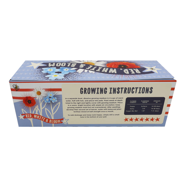 Americana Flower Grow Kit | Red, White & Blue Pails (Set of 3)
