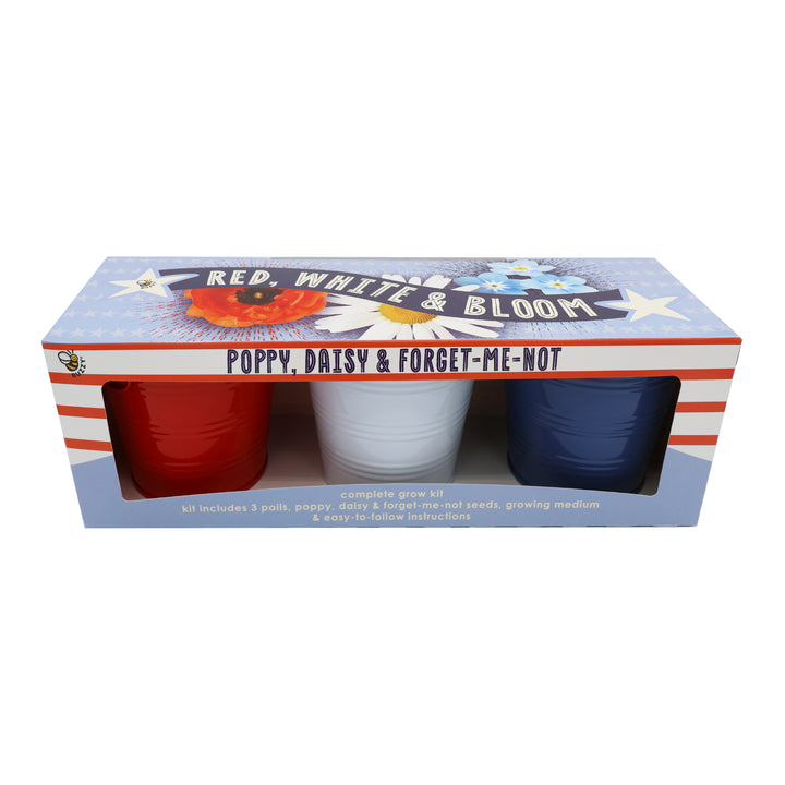 Americana Flower Grow Kit | Red, White & Blue Pails (Set of 3)