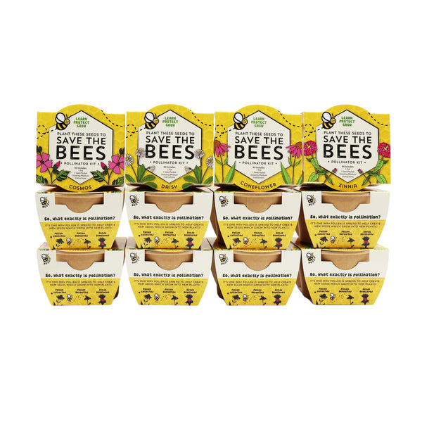Save The Bees Pollinator Flower Grow Kits | Paper Cups (12 Pack)
