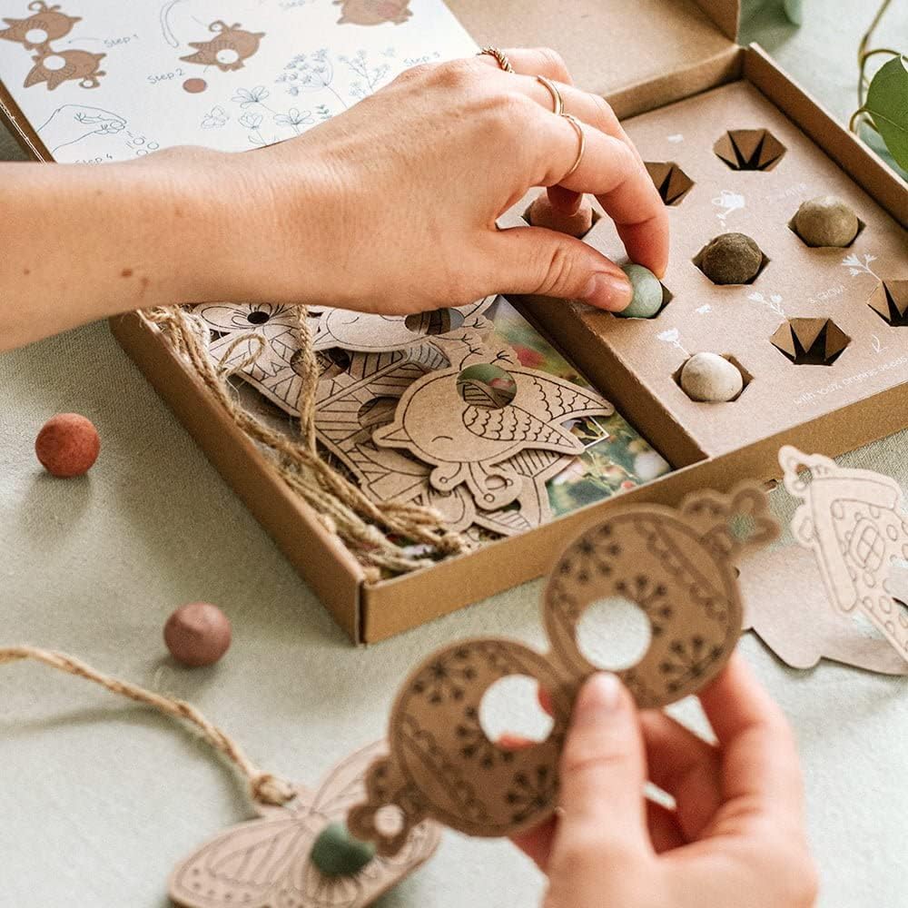 Wildflower Seed Balls DIY Christmas Ornament Kit | 9 Pack Gardening Gift