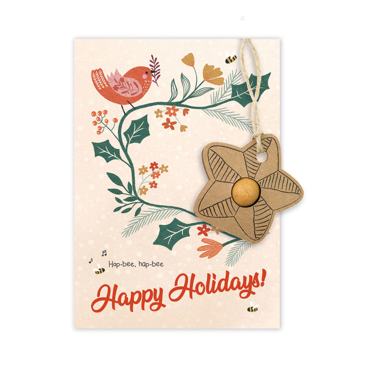 Happy Holidays Card + Wildflower Seed Ball Ornament | Star