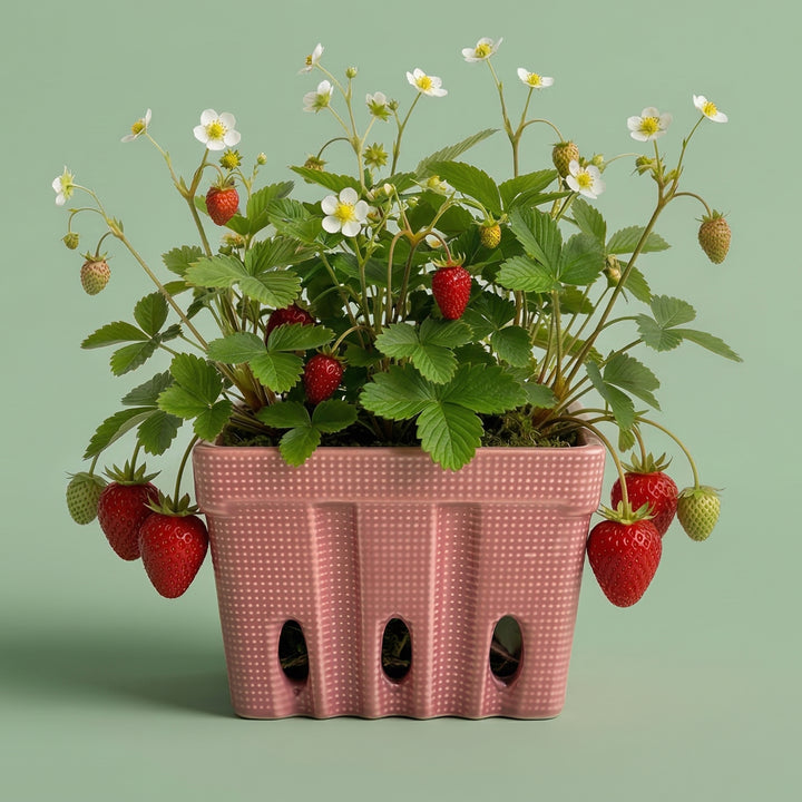 Strawberry Grow Kit | Ceramic Basket Planter