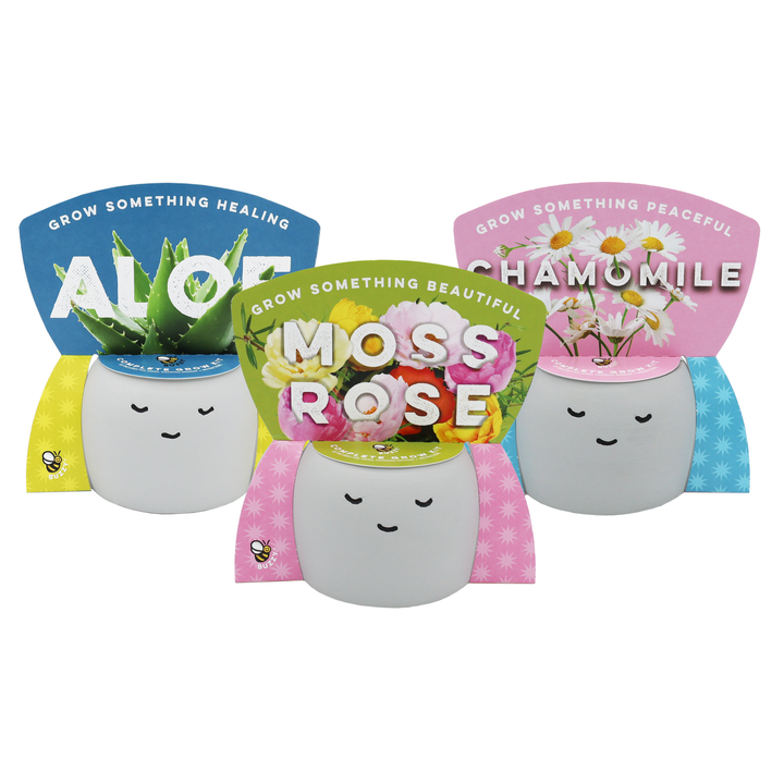 Peaceful Emoji Pot Grow Kit Trio (Set of 3) | Cute Plants for Desks, Dorms & Gifts