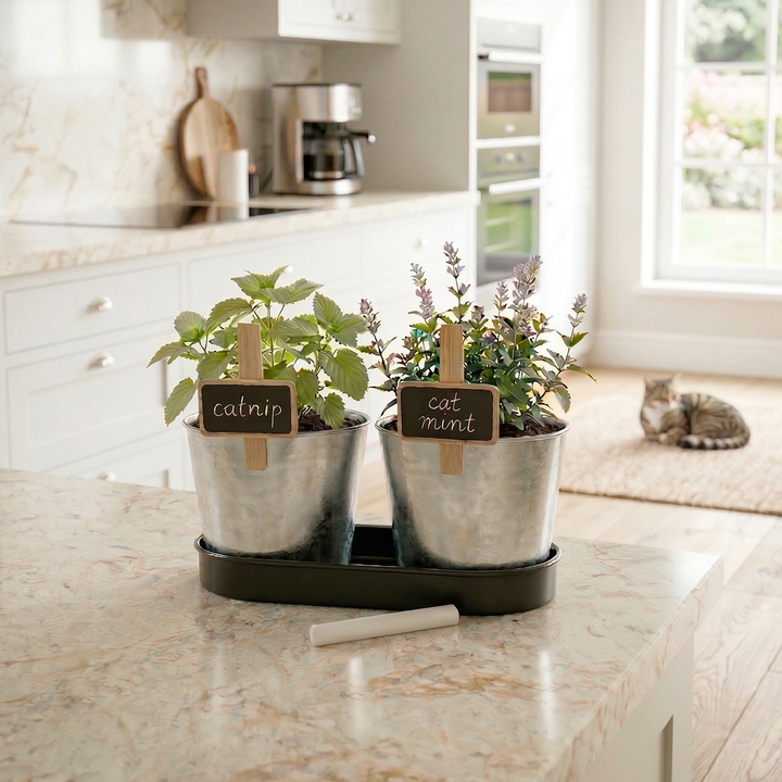 Catnip & Catmint Grow Kit | Pet Pantry Cat Garden (2 Pots with Tray)
