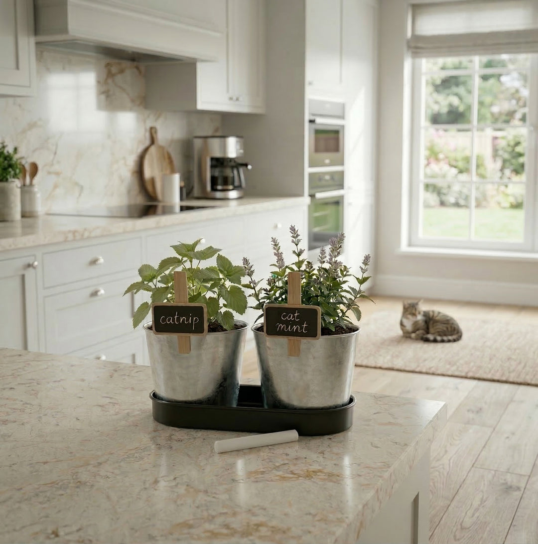 Catnip & Catmint Grow Kit | Pet Pantry Cat Garden (2 Pots with Tray)