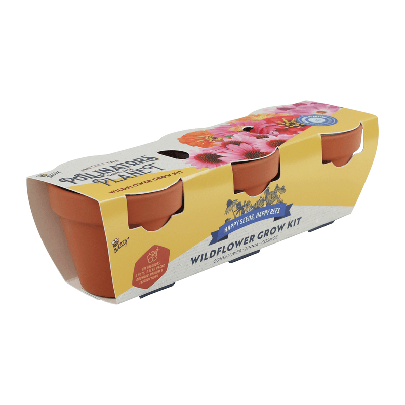 Save The Bees Terracotta Trio Pollinator Grow Kit 3-Pack | Coneflower, Zinnia, Cosmos