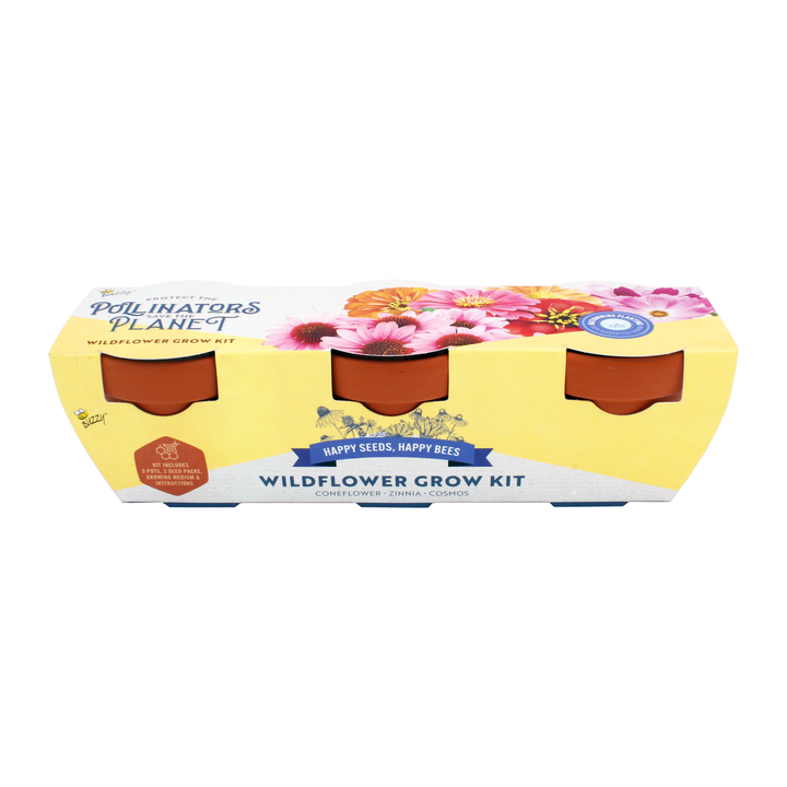 Save The Bees Terracotta Trio Pollinator Grow Kit 3-Pack | Coneflower, Zinnia, Cosmos