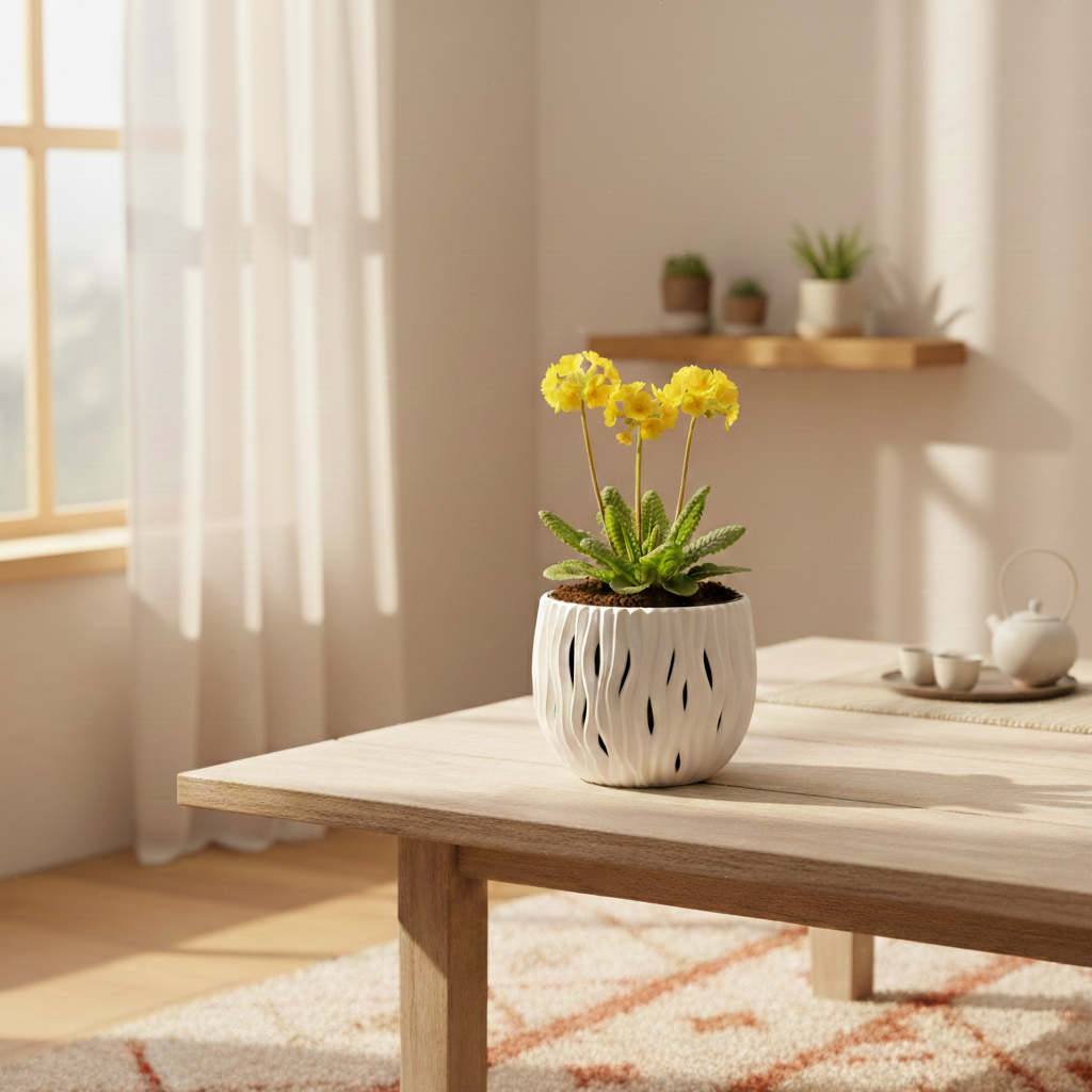 Primrose Flower Grow Kit | Indoor Seed Starter with Decorative White Wavy Pot